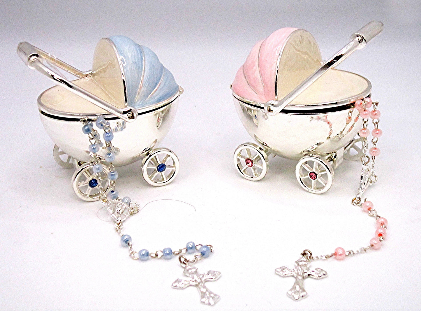 Baby Carriage Blue with Rosary