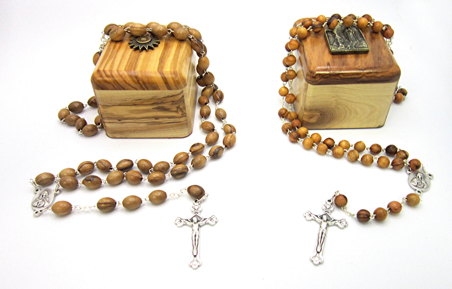 Our Lady of Lourdes Olive wood Rosary and Relix